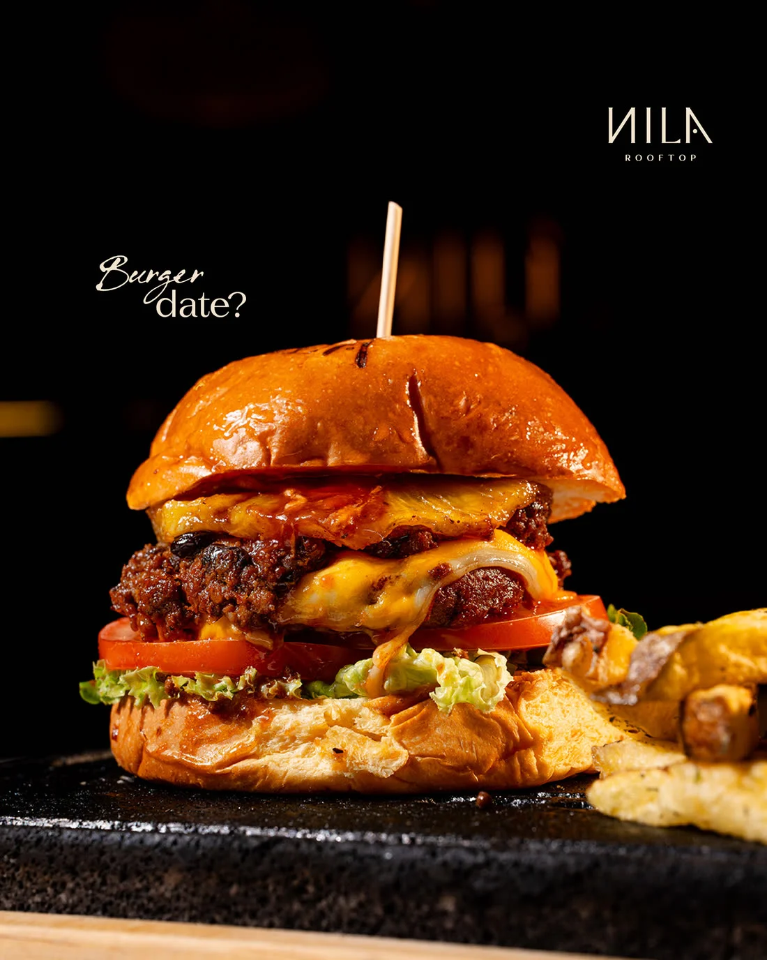 Burger date — NILA ROOFTOP